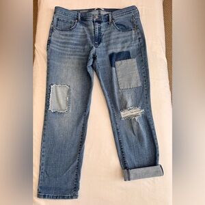 Sonoma Distressed Girlfriend Jeans with Patches, size 12